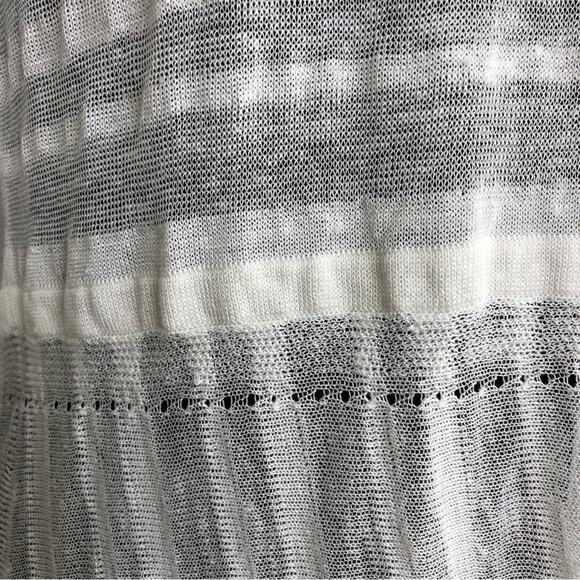 White + Warren white striped open front linen blend cardigan size Medium - Picture 10 of 16